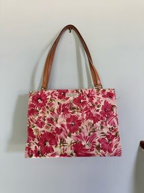 kate spade Pink Floral Tote with Tan Handles